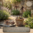 Vintage Rusty Cornflower Statues Stake, Metal Artistic Wire Art Decor Rustic Garden Sculptures,Outdoor Iron Copper Garden Decor for Lawns Yard Patio Home Farmhouse Decoration (3A) - Image 2