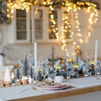 Hotop 28 Pcs Mini Artificial Christmas Village Tree Set Snow Christmas Pine Bare Branch Trees Xmas Street Lamp Post Miniature Park Bench Seat Cobblestone Street for Decoration(Stylish) - Image 6