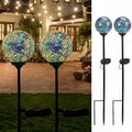 VCUTEKA Decorative Solar Garden Lights, 3.5" Mosaic Globe Stake 2 Pack by VCUTEKA