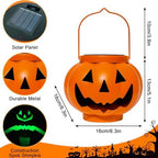 BRIGHTDECK Halloween Pumpkin Solar Lanterns 2 Pack, Jack O Lantern Pumpkin Lights for Halloween Decorations Outdoor, Weatherproof & Portable Fall Yard Decor (2Pack Red＆Green) - Image 2
