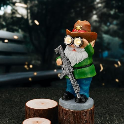 Funny Garden Gnomes Statue Outdoor Decor, Solar Telescope Gnome Decorations for Yard, Lawn, Patio, Porch, Christmas Birthday Housewaming Gifts for Dad, Men, Husband, 10.6 Inch, Resin - Image 7