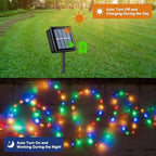 QITONG 4 Pack Solar Fairy Lights, Each 33ft 100 LED Multicolor Christmas String Light Outdoor Waterproof, 8 Modes Silver Wire Twinkle Mini Lights - Image 4