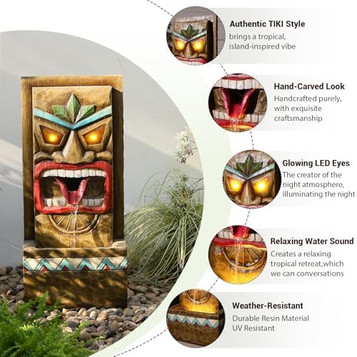 Sunlinua 30H Tiki Outdoor Water Fountain with Soothing Water Sounds - Image 4