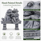 Frog Garden Statue Outdoor Decor, Cute Vintage Frogs Reading a Book on Bench Resin Sculpture, Animal Yard Art for Patio, Lawn, Yard, Housewarming Garden Gifts for Women (Grey) - Image 5