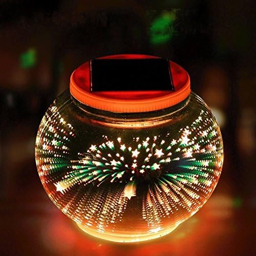 Mosaic Glass Solar Table Light, Waterproof Color Changing Mood Night Lights Solar Outdoor Table Lamp for Bedroom Party Garden Patio Yard Decoration Lighting (3D Stars) by WONFAST