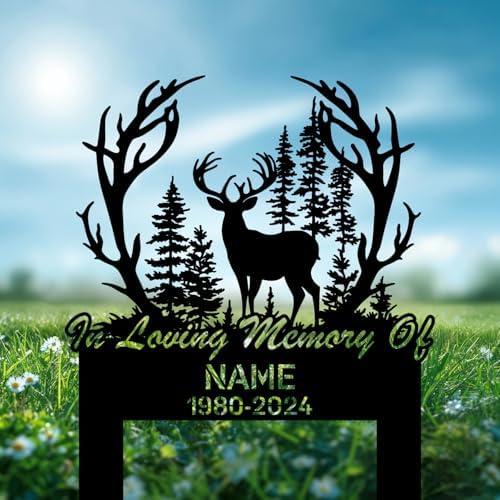 Personalized Hunter Grave Marker Deer Hunter Memorial Memorial Garden Stake 8-24 inch Hunter Dad Loss Gift, Hunter Memorial Gift Loss of Loved One (Deer Hunter Memorial) - Image 3