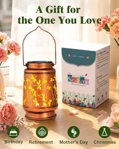 DIBIEECN Birthday Gifts for Women, Solar Lanterns, Dragonfly, 2 Pack - Image 2