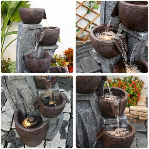 6-Tier Cascading Outdoor Water Garden Fountain 49.61''H Modern Waterfall - Image 3