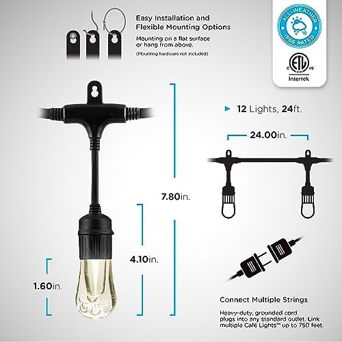 Enbrighten Vintage Outdoor String Lights, 24ft, 12 Bulbs, Remote Control - Image 3