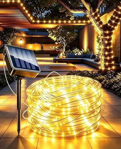 Solar Outdoor String Lights - 300LED Rope Light Waterproof IP65 8 Modes (Warm White, 99ft/30M) by SUNSEATON