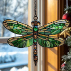 Emerald Mosaic Dragonfly Acrylic Suncatcher by AVAGAN