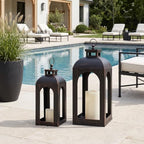 LED Lantern Decorative Outdoor&Indoor, Set of 2 (17’’&13’’) Black Metal Lanterns Decor, Vintage Hanging Candle Holder for Home Porch Wedding Halloween Christmas Decorations Battery Powered - Image 6