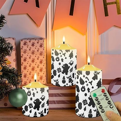 Cozeyat Flameless Candles with Remote Set of 3, Cute Santa Claus Elk Pattern Flickering Electric Candles for Christmas Decoration, Unscented Realistic Moving Bullet Floating Flame Pillar Candles - Image 5