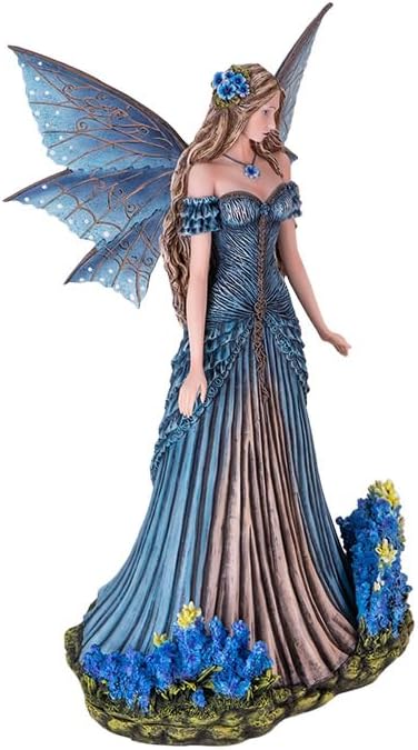 Pacific Giftware Lavender Fairy Figurine 16.54” Tall with Elegant Blue Wings and Floral Gown Exquisite Resin Fairy Statue for Indoor Home and Outdoor Garden Decor - Image 4