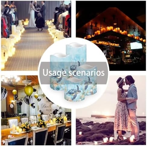 Turtle Flameless Flickering Candles 4 Pcs Real Wax Battery Operated Candles with Color Changing Timer Remote Control LED Pillar Candles for Wedding Party and Holiday Decoration - Image 7