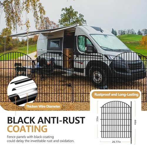18 Panels Decorative Garden Fence, 33in (H) x 45.16 (L) No Dig Dog Fences Outdoor for Yard, Rustproof Tall Fencing Panel, Animal Barrier Suitable for Yard Border, Patio, and Temporary Camping Use - Image 4