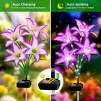 Solar Lights Outdoor, Gift for Women Mom Grandma Wife Daughter, 6 Pack 24 Solar Purple Lily Flower Lights Solar Flower Light Waterproof, Outside Decor Stake Light for Landscape Yard Patio Lawn Garden - Image 2
