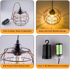 Battery Operated Outdoor Chandelier, 2Pack Gazebo Lights Waterproof, Beaded Copper Wire Drum Shape Hanging Pendant Lights with Remote for Gazebo, Pergola, Porch, Ceiling Indoor Outdoor Decor Lighting - Image 6