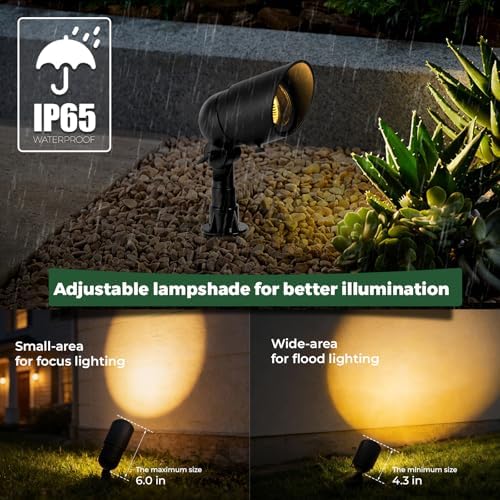 Gardencoin Low Voltage Landscape Spotlight, 12V LED Outdoor Landscape Lighting, Landscape Spot Lights Wired for Garden and Yard, Aluminum Up Lighting Fixture with 5W MR16 Replaceable Bulb (2 Pack) - Image 5