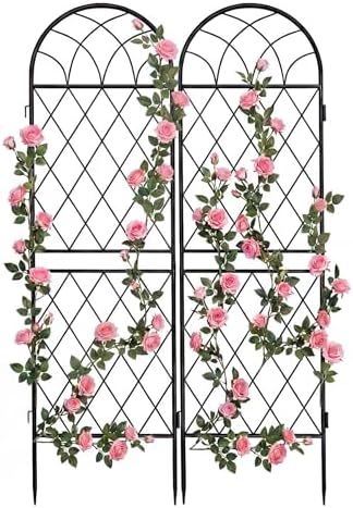 2 Pack 70.8" X 19.7" Metal Garden Trellis for Climbing Plants Outdoor - Rustproof Heavy Duty Arched Trellis - Decorative Rose Plant Support Trellis for Roses,Vines,Vegetables,Flowers,Black by Unknown