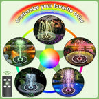 Yzert 2026 Remote Solar Powered Fountain, 6W Glass Bird Bath Fountain with 4000mAh Battery, 7 Nozzles, 4 Fixers & 8 Colorful LEDs, Adjustable Water Height for Outdoor Garden Pond Pool - Image 2