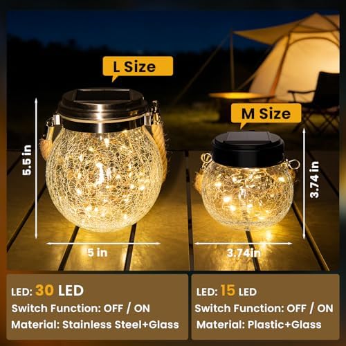 ROSHWEY 6 Pack M Size Solar Lantern Gifts for Women, Hanging Garden Decor Solar Lights Outdoor Waterproof with 15 LED for Halloween Christmas Easter Gift - Image 2