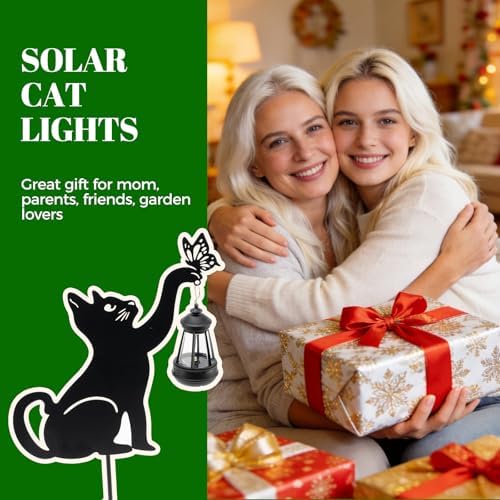 Black Cat Solar Lights Outdoor, 2 Pack Cat Garden Decor - Image 6
