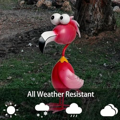 Flamingoes Peacocks Chicken Yard Art, Iron Garden Sculpture with Weather-Resistant Finish Weatherproof Metal Flamingoes Peacocks Chicken Statue - Image 7