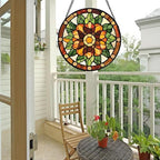 Golden Poppy Stained Glass Window Hanging Suncatcher Gifts for Women 12" - Image 5