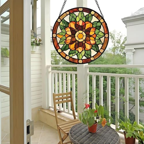 Golden Poppy Stained Glass Window Hanging Suncatcher Gifts for Women 12" - Image 5