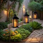 Lanterns Decorative Indoor, 2 Pack Black Decorative Flameless Candle Lanterns with Timer, Vintage 14" Waterproof Hanging Outdoor Lanterns, Battery Operated for Porch, Patio, Wedding Decor - Image 7