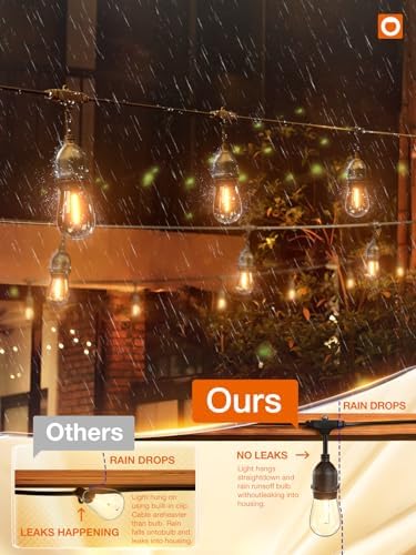 addlon LED Outdoor String Lights 48FT with 25 Edison Vintage Bulbs ETL - Image 4