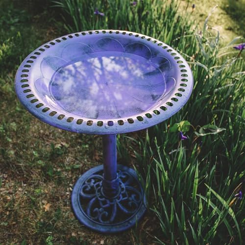 Backyard Expressions Outdoor Garden Bird Bath - Lilac Purple - Weather Resistant Polyresin - 27 Inch - Image 5