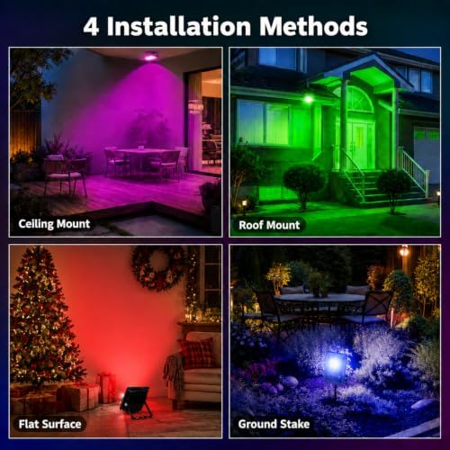 T-SUN 5 Pack 10W Christmas Led Mini Flood Light Outdoor with Color Changing - Image 3