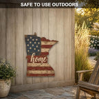 Minnesota "Home" State Shape Sign — Vintage American Flag Wall Decor — UV-Printed Aluminum (Not Real Wood) — Patriotic State Pride Art for Indoors & Outdoors — Made in USA - Image 4