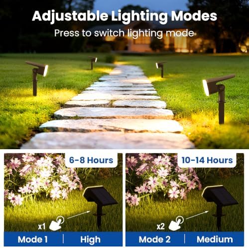 JEJOT Solar Spot Lights Outdoor Waterproof, Solar Spotlights, 4 Pack - Image 2