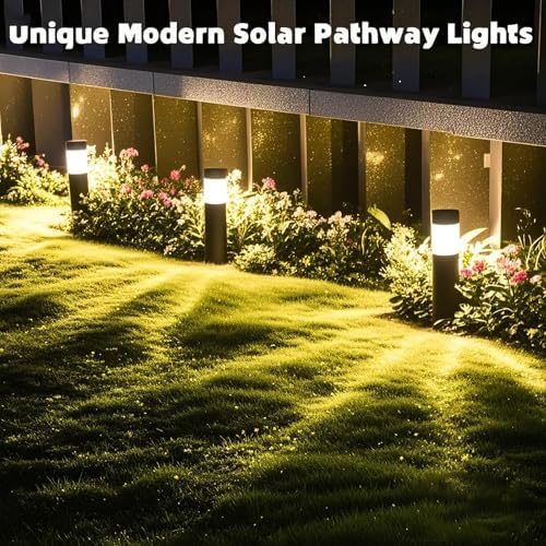 Sublume Solar Pathway Lights Outdoor, 4 Pack Large Metal Stainless Steel Solar Garden Lights, 3000K Brighter Outdoor Solar LED Lights for Yard, Path, Walkway, Driveway, Sidewalk, Landscape Lighting - Image 7