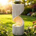 30" H Outdoor Water Fountain with LED Light, S-Shaped Modern Curved Outdoor Fountain, Spiral Column Fountain, Decorative Waterfall Feature with Flat Top Plant Display for Garden, Patio Decor by Callales