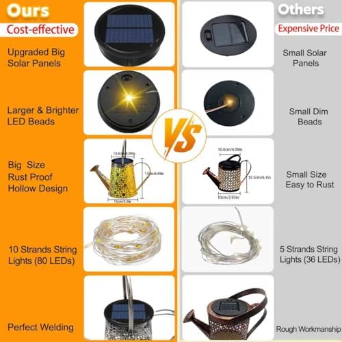Solar Watering Can Lights, Large Retro Metal Hanging Solar Lights Outdoor Waterproof, Mother's Day Birthday Gifts for Women Mom Grandma Garden Yard Light LED Decoration Outside for Porch Lawn Patio - Image 5