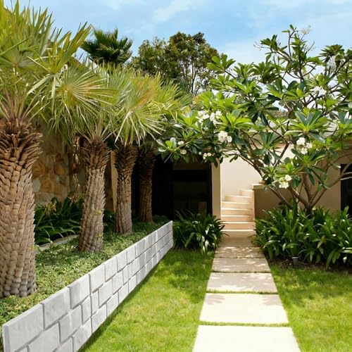 10 Pcs - Landscape Edging Faux Stone Garden Edging Border,17FT,7 in Tall Decorative Stone-Look Garden Border for Flower Bed Edging,Lawn,Landscaped Yard,Trees and Gardens,White - Image 7