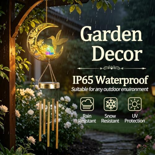 Colorful Solar Wind Chimes for Outside Gifts for Women, Garden Decor - Image 4