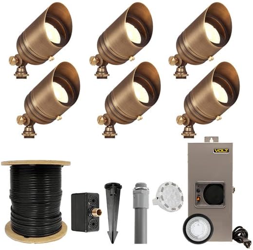 VOLT 12V Brass Fat Boy LED Outdoor Spotlight 6-Pack Kit (Bronze) by VOLT