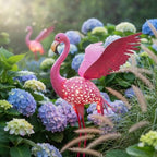 43" Metal Flamingo Garden Sculptures with Solar Light - Image 3