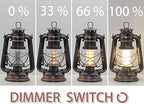 YAKii LED Vintage Lantern Metal Hanging Hurricane 12 LED Dimmer Switch Warm White Battery Operated Power Outage Indoor Camping Lighting Outdoor Brooklyn (Copper 2 Pack) - Image 5