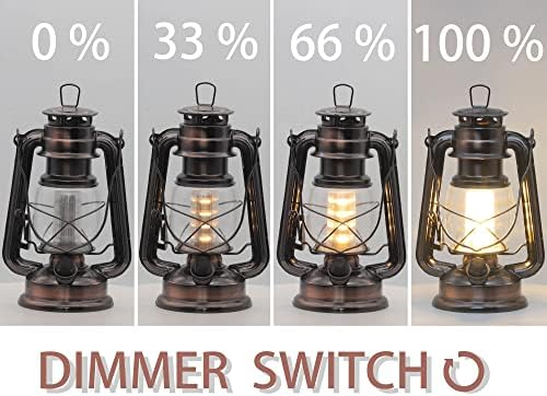 YAKii LED Vintage Lantern Metal Hanging Hurricane 12 LED Dimmer Switch Warm White Battery Operated Power Outage Indoor Camping Lighting Outdoor Brooklyn (Copper 2 Pack) - Image 5