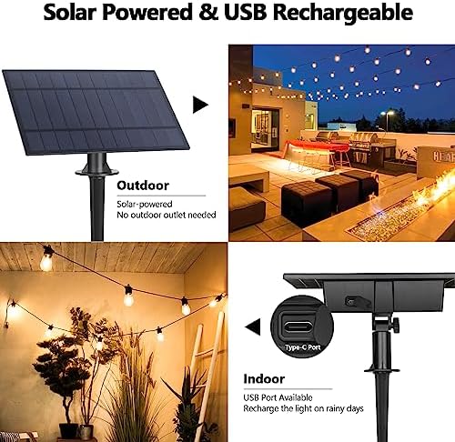 BesLowe 48FT S14 Solar String Lights Outdoor with Remote Controller - Image 2