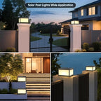 Solar Post Lights Outdoor Pillar Light,Solar Cap Column Lighting LED Square Deck Cap Lamp for Flat Surface Patio Garden Decoration, Stainless Steel Lamp Post Dusk to Dawn with IP65 Waterproof（10"x10"） - Image 4