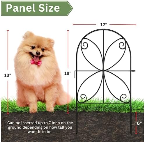 ShopLaLa Garden Fence Animal Barrier (10 Panels) 12in(L) x 24in(H) Rustproof Decorative Metal Wire Fencing Flower Bed Edging for Landscape, Animal Barrier Fencing Dogs Patio Outdoor Black Border Decor - Image 3