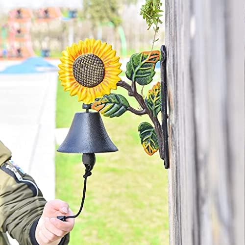Home Decor Cast Iron Doorbell Sunflower Dinner Bells Wall Bell Hanging Bell Retro Wrought Iron Doorbell Home Courtyard Decoration 23x18x10cm - Image 2