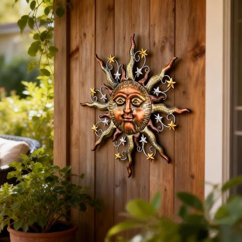 TERESA'S COLLECTIONS Bronze Sun Metal Wall Art, 25 Inch - Image 2